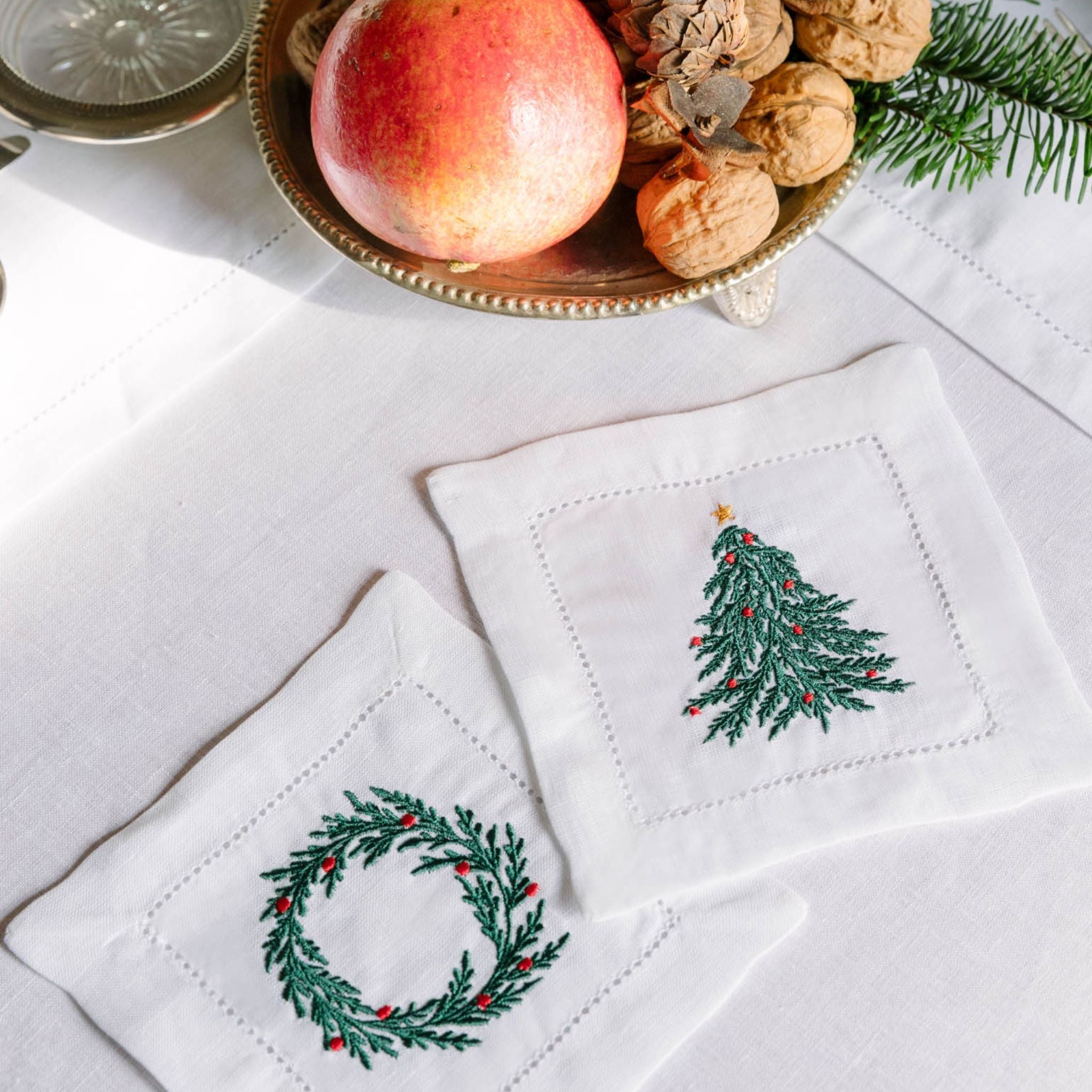 Mafra linen with christmas tree and wreath embroidery - Torres Novas