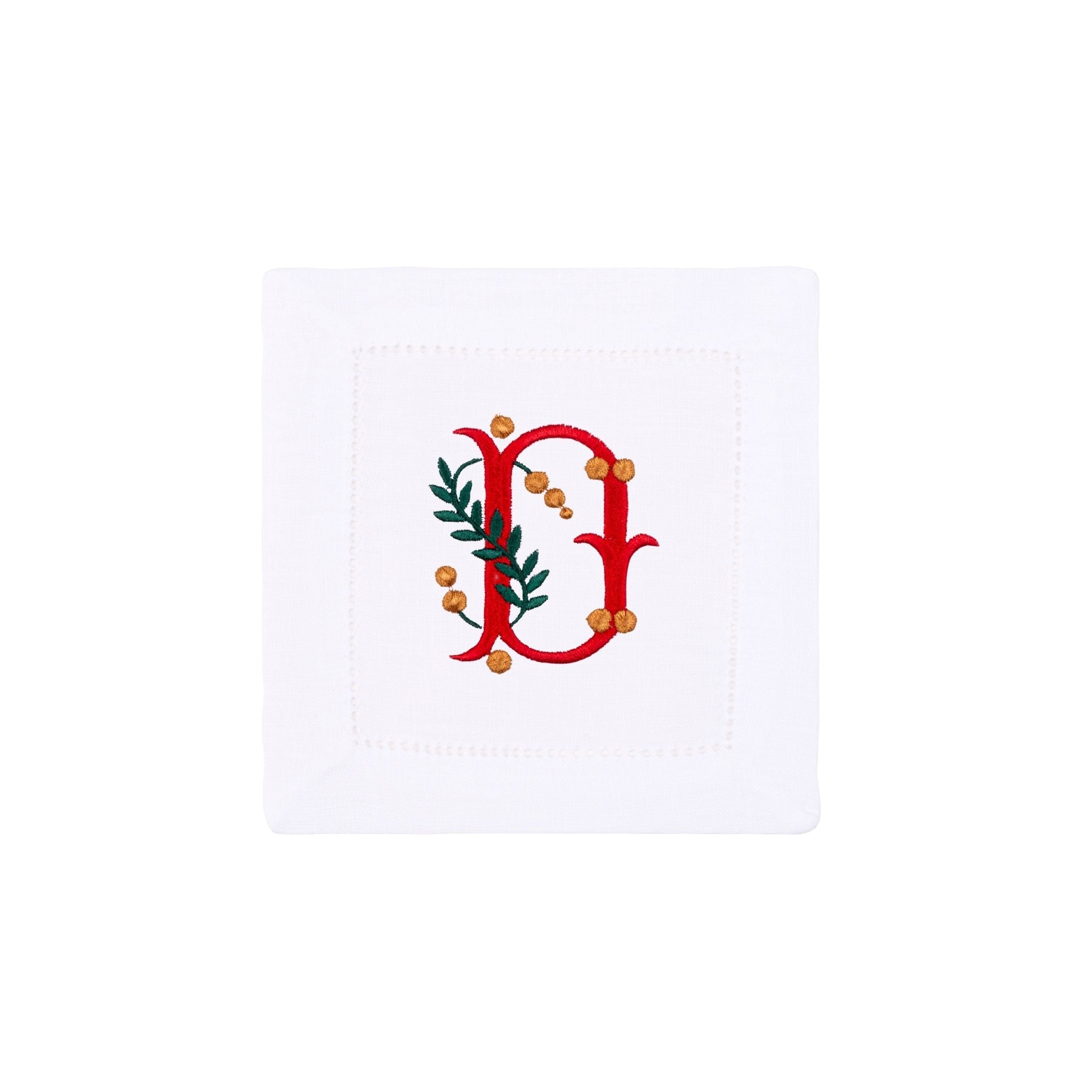 Mafra linen cocktail napkins with letter embroidery (Pack of 4) - Torres Novas
