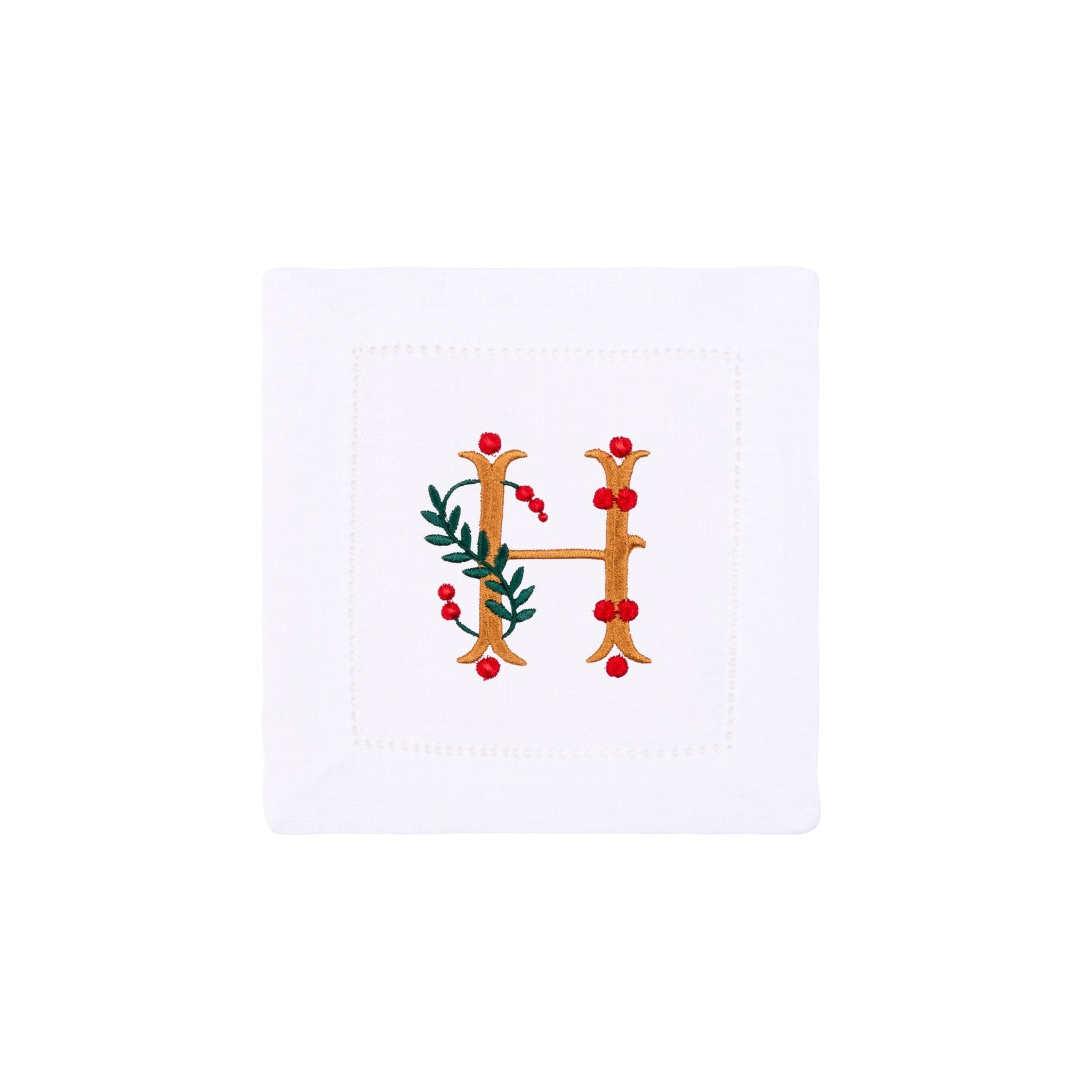 Mafra linen cocktail napkins with letter embroidery (Pack of 4) - Torres Novas