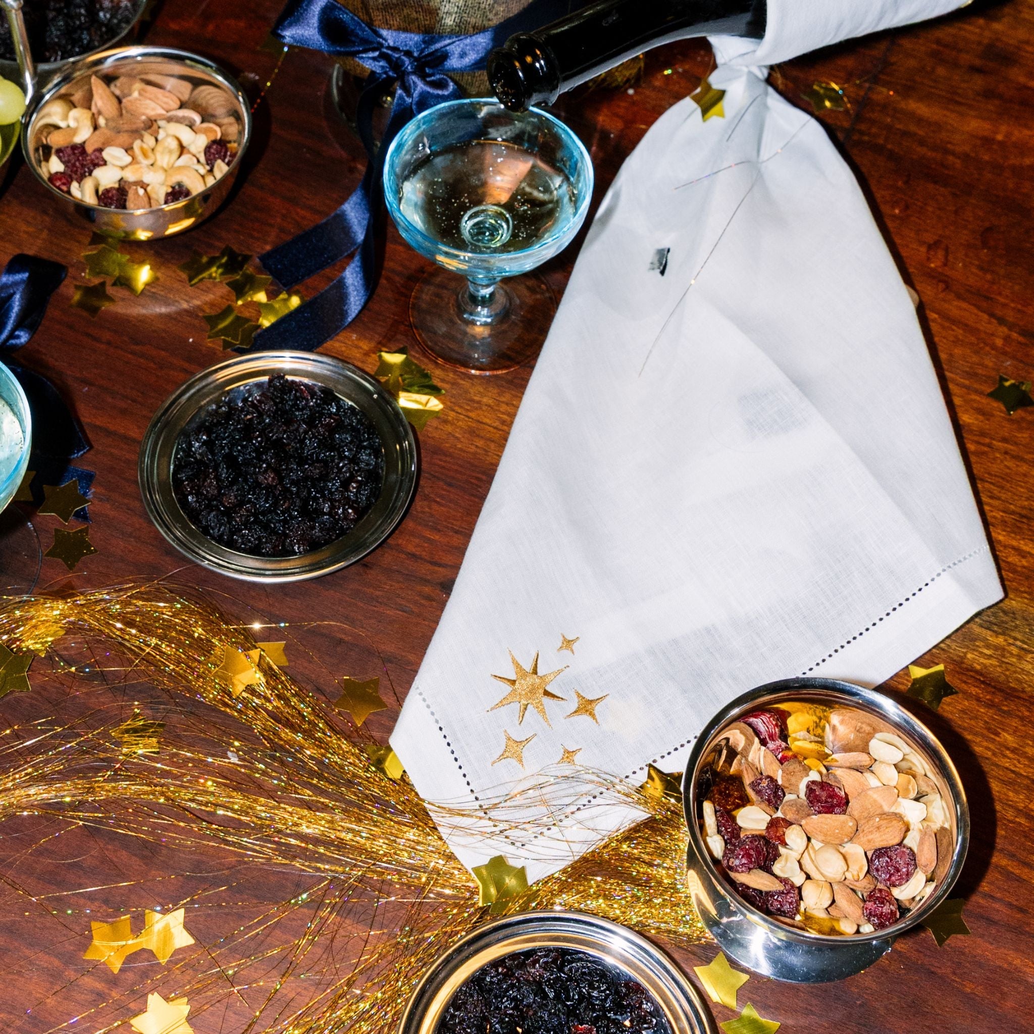 Mafra linen table linens embroidered stars
