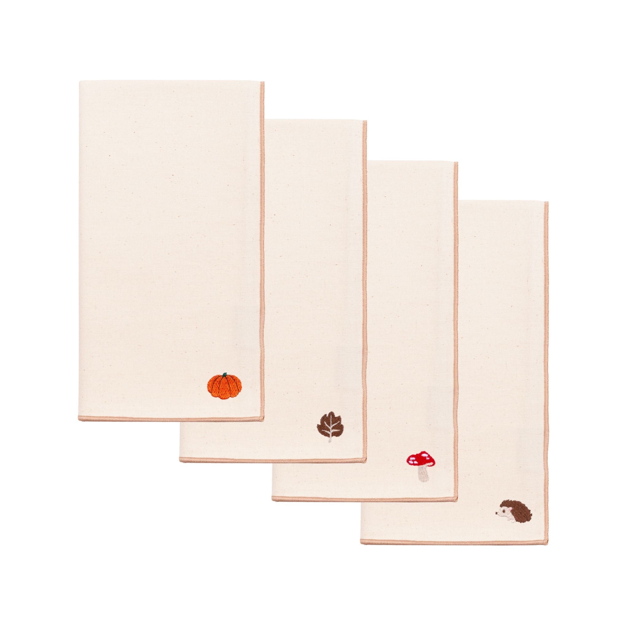 Ecru Nazaré napkins with autumn embroidery - Torres Novas