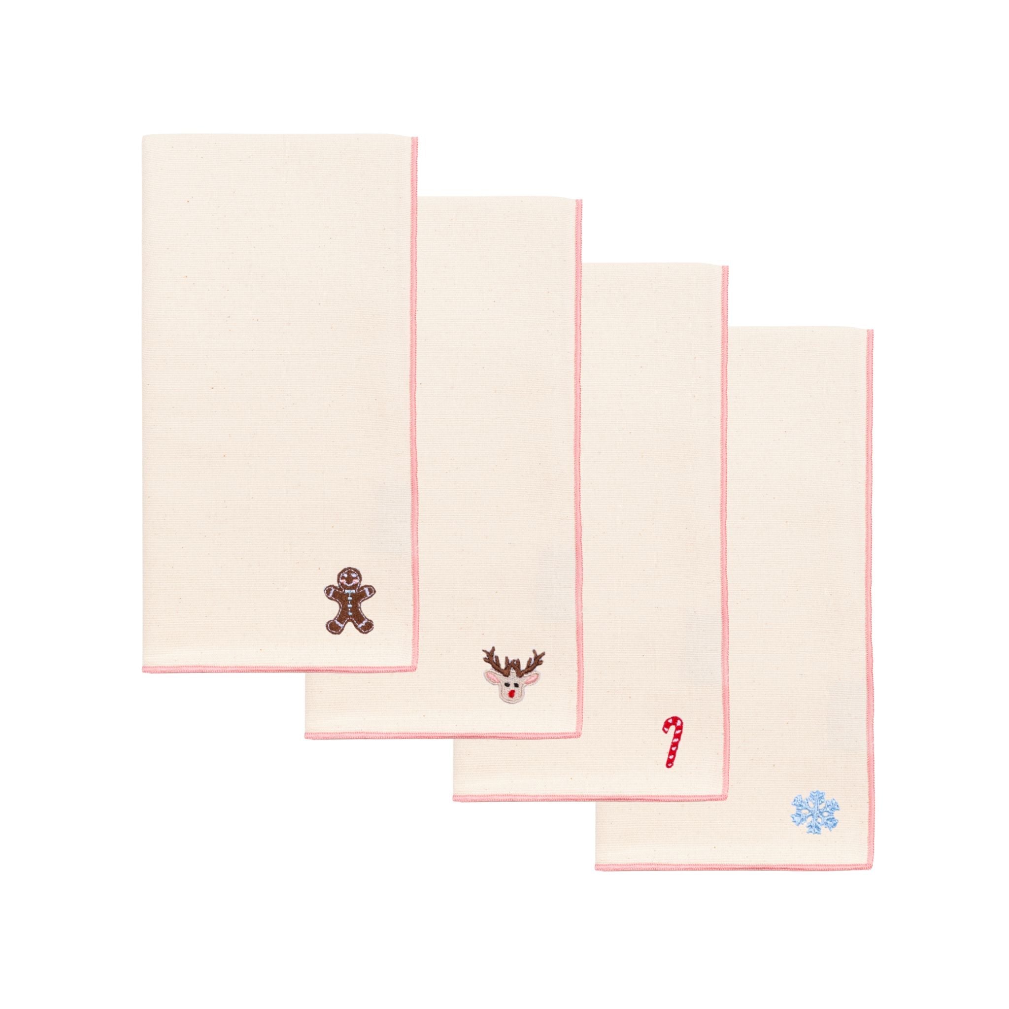 Ecru Nazaré napkins with small christmas embroidery - Torres Novas