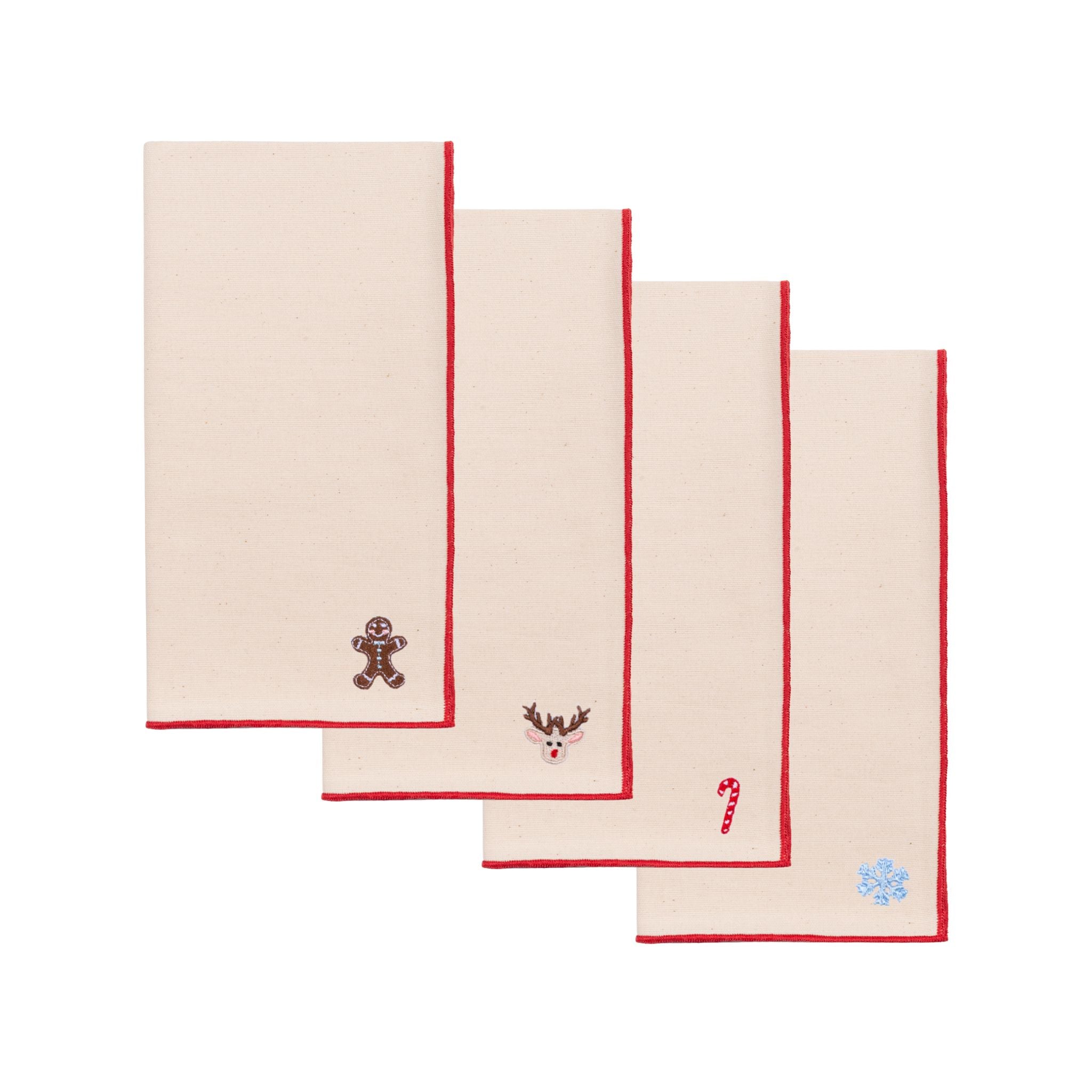 Ecru Nazaré napkins with small christmas embroidery - Torres Novas