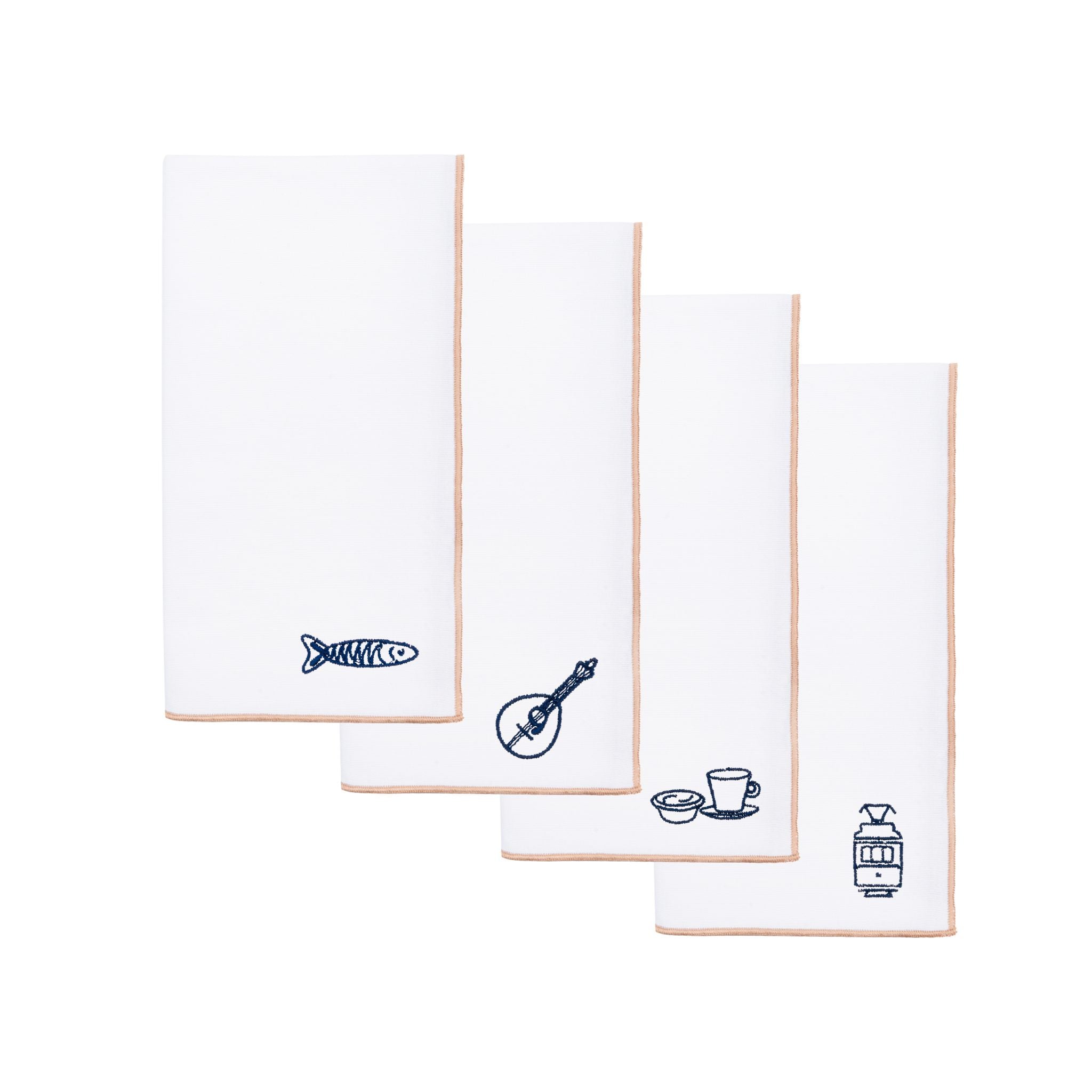 White Nazaré napkins with Portugal embroidery - Torres Novas