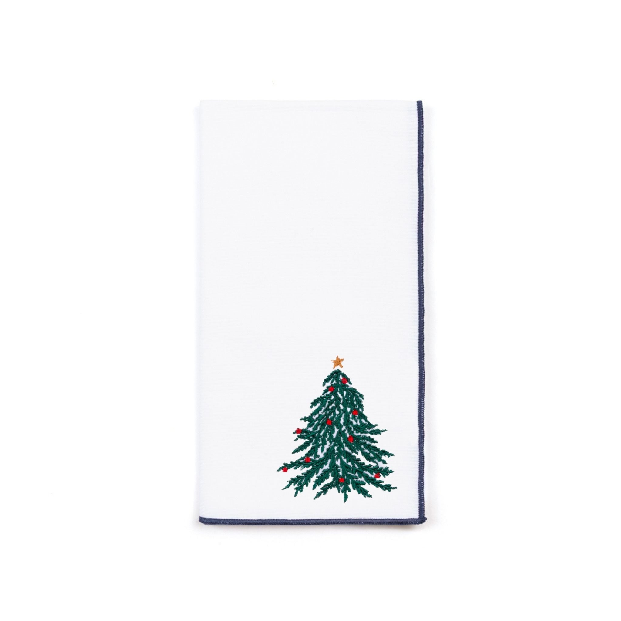 White Nazaré napkins with christmas tree and wreath embroidery - Torres Novas