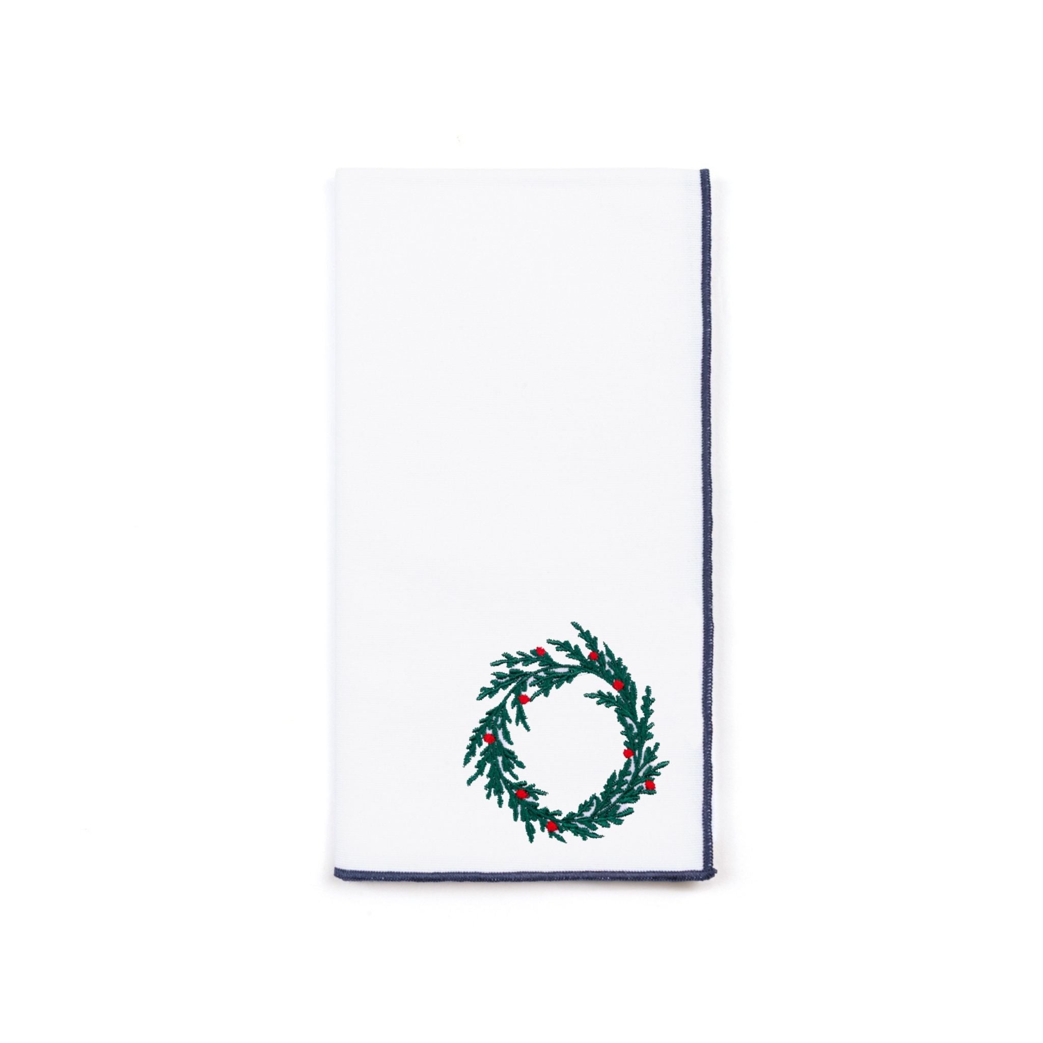 White Nazaré napkins with christmas tree and wreath embroidery - Torres Novas