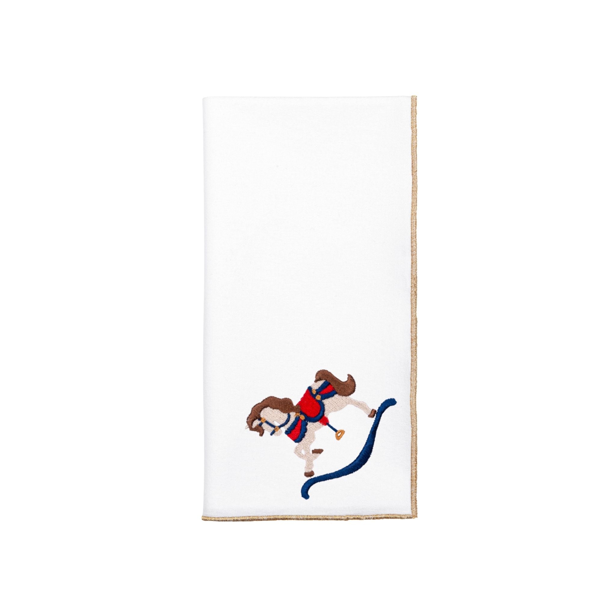 White Nazaré napkins with horse embroidery - Torres Novas