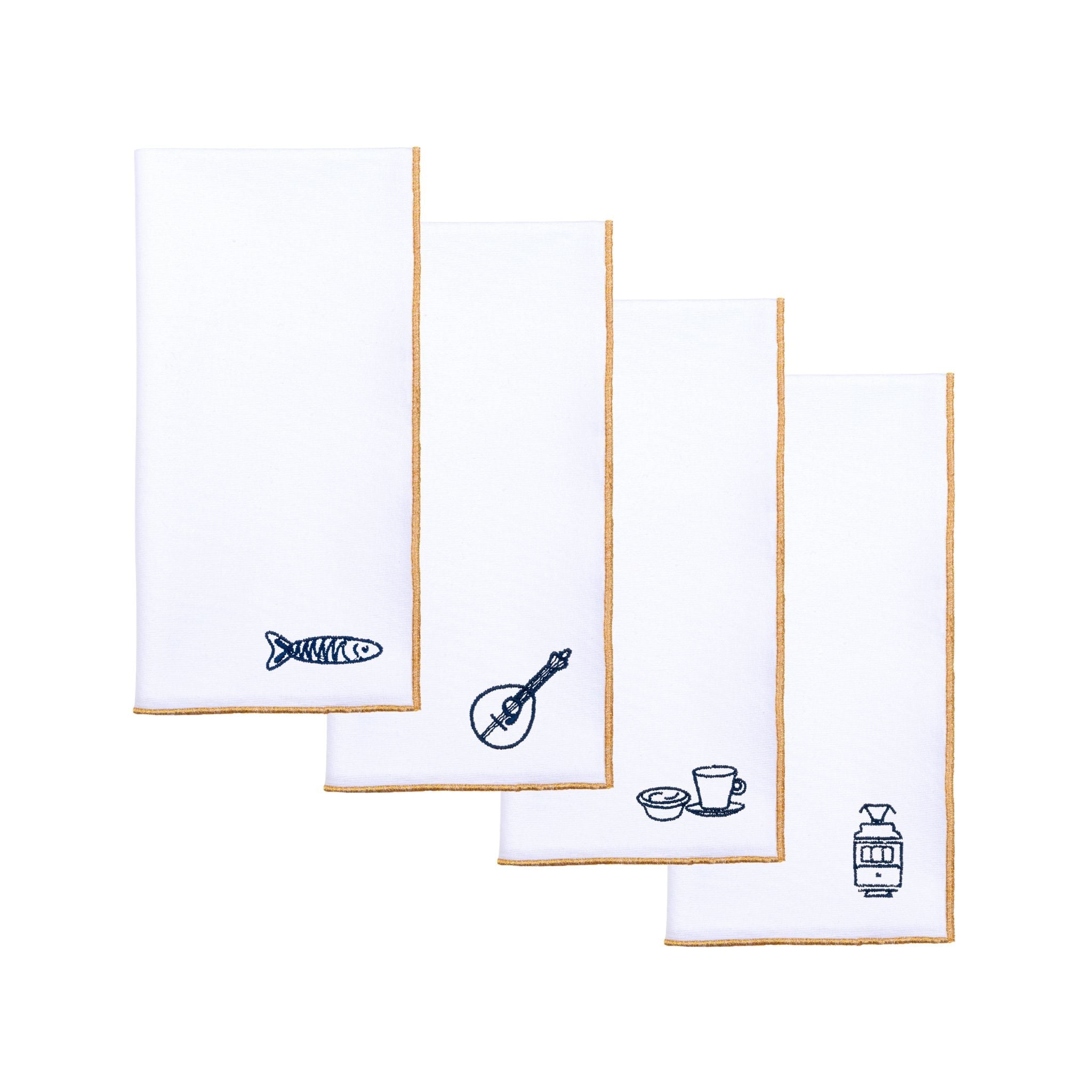 White Nazaré napkins with Portugal embroidery - Torres Novas