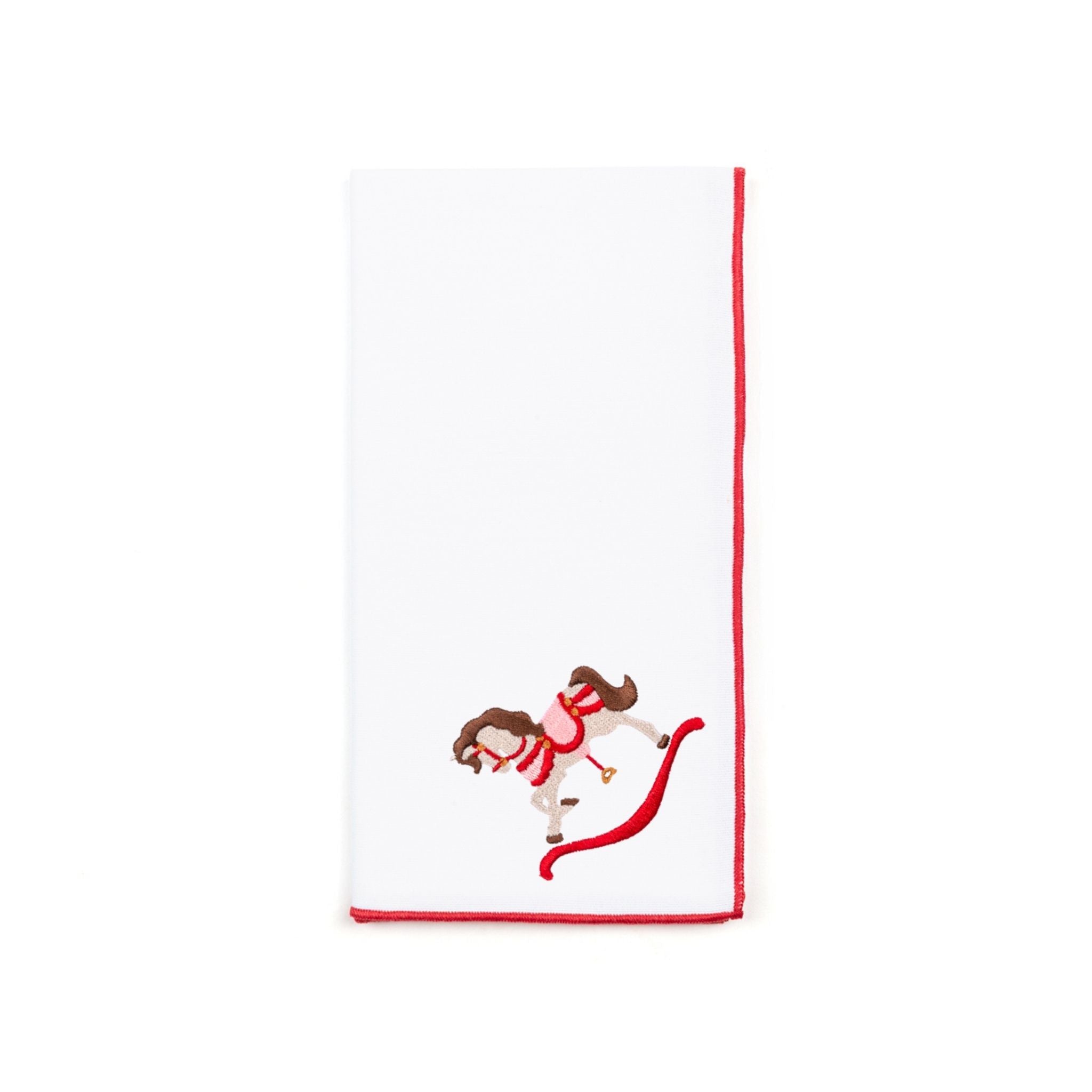 White Nazaré napkins with horse embroidery - Torres Novas