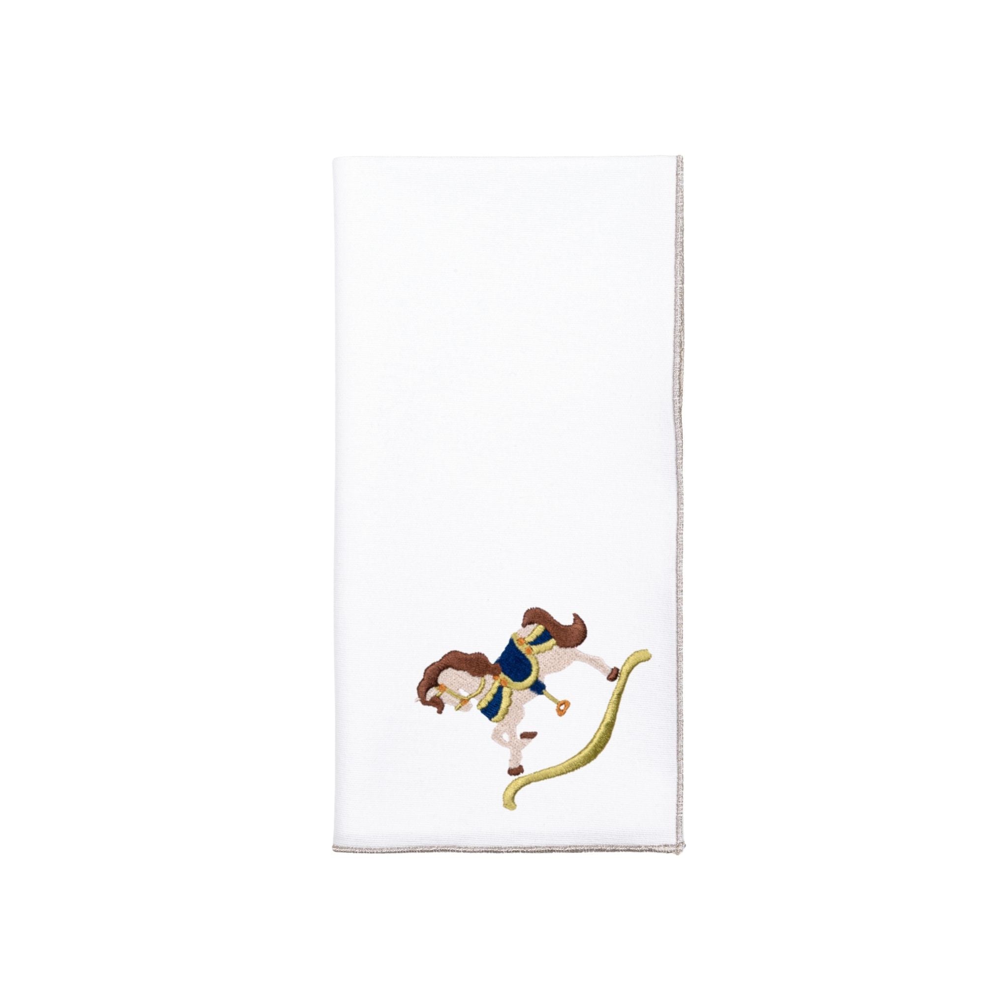 White Nazaré napkins with horse embroidery - Torres Novas