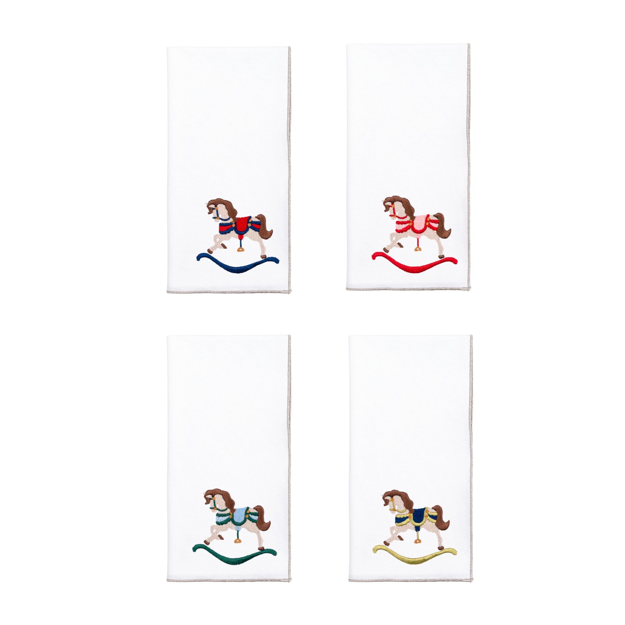 White Nazaré napkins with horse embroidery - Torres Novas