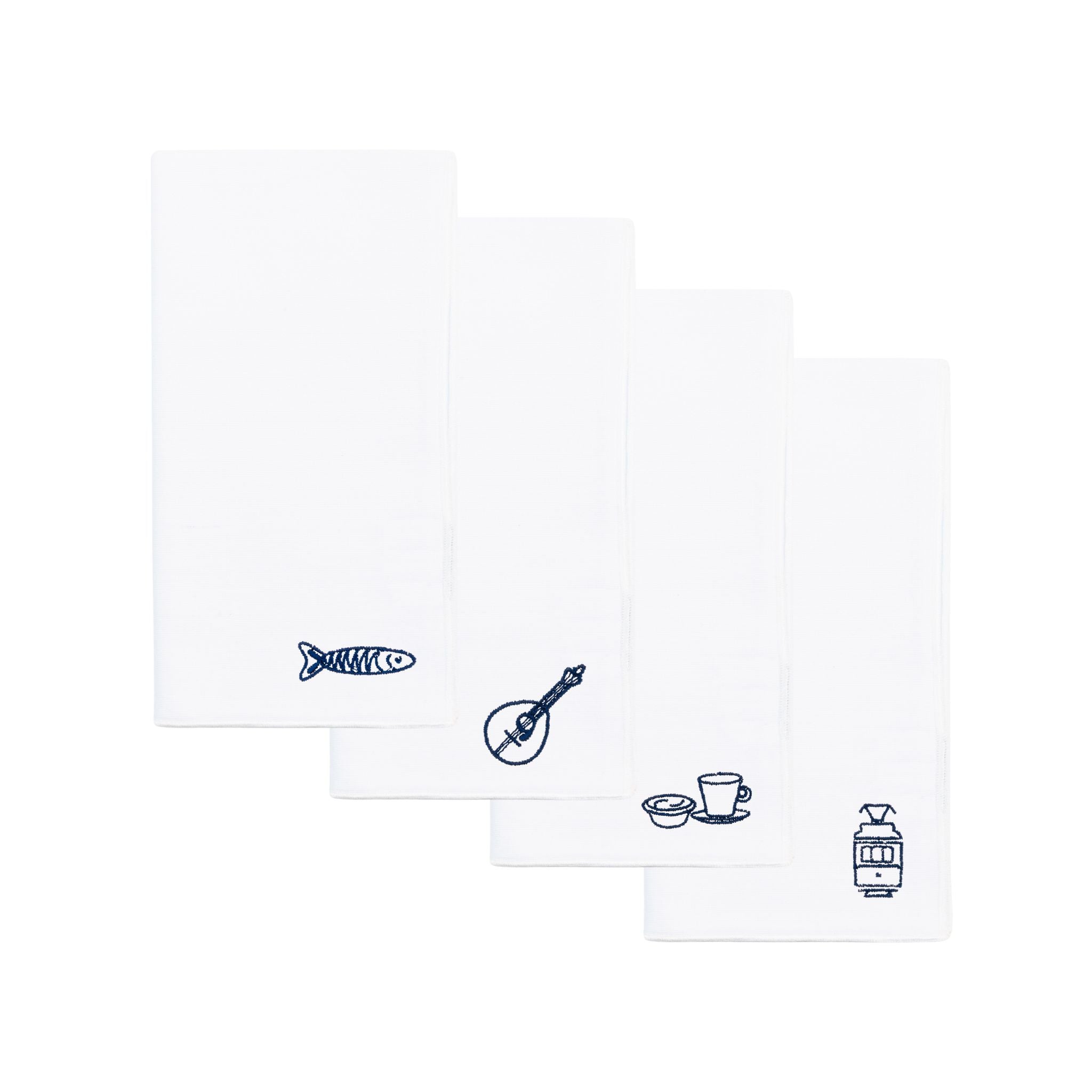 White Nazaré napkins with Portugal embroidery - Torres Novas