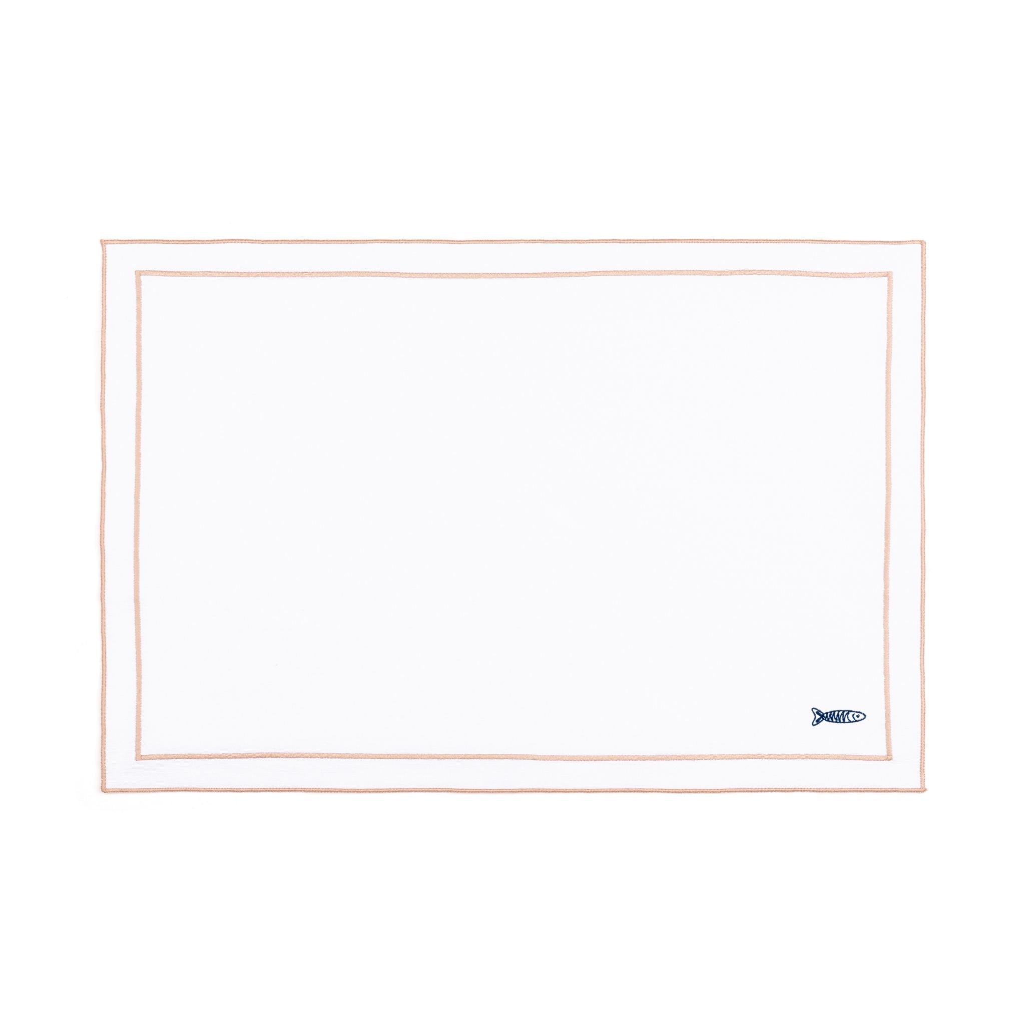 Nazaré white cotton table linen with embroidered Portugal-inspired motifs