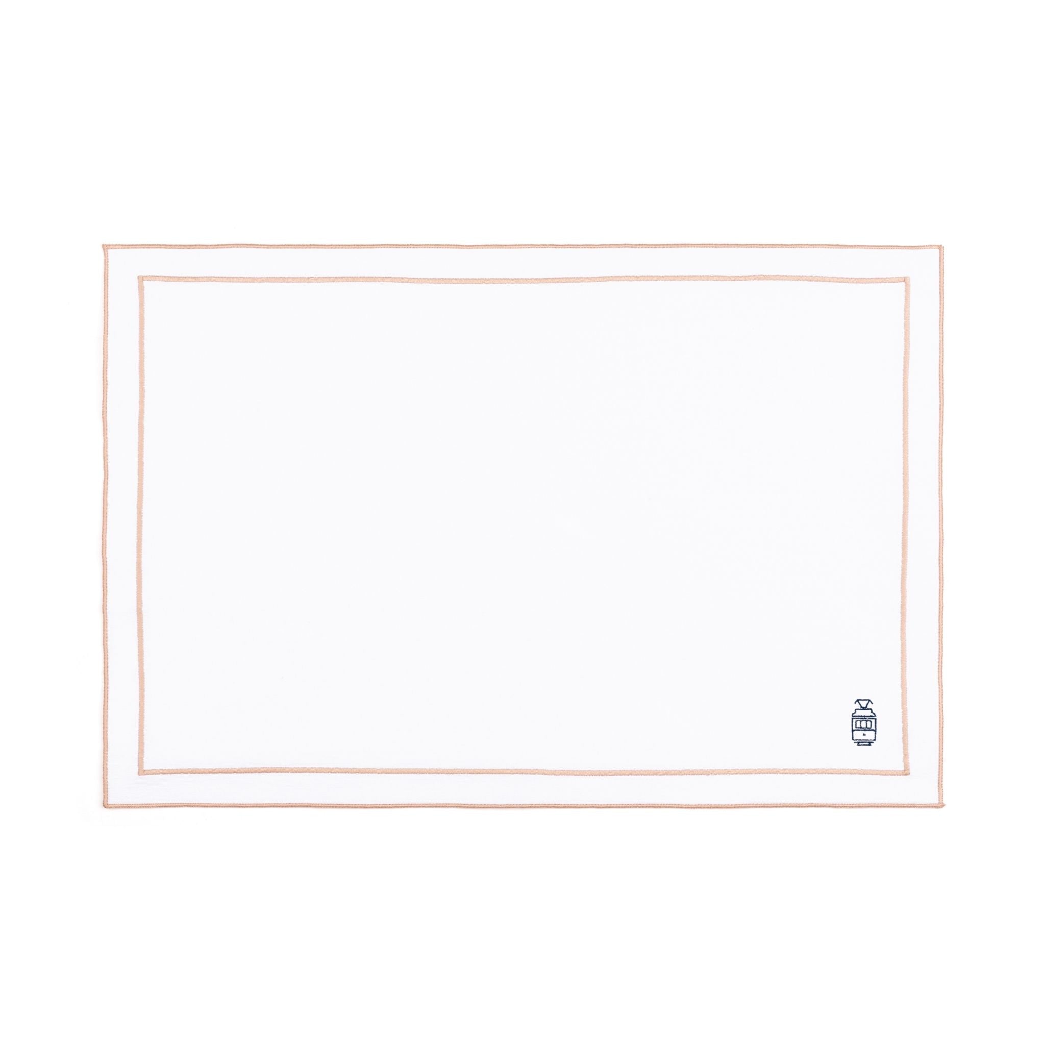 Nazaré white cotton table linen with embroidered Portugal-inspired motifs