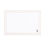 Nazaré white cotton table linen with embroidered retro sports motifs