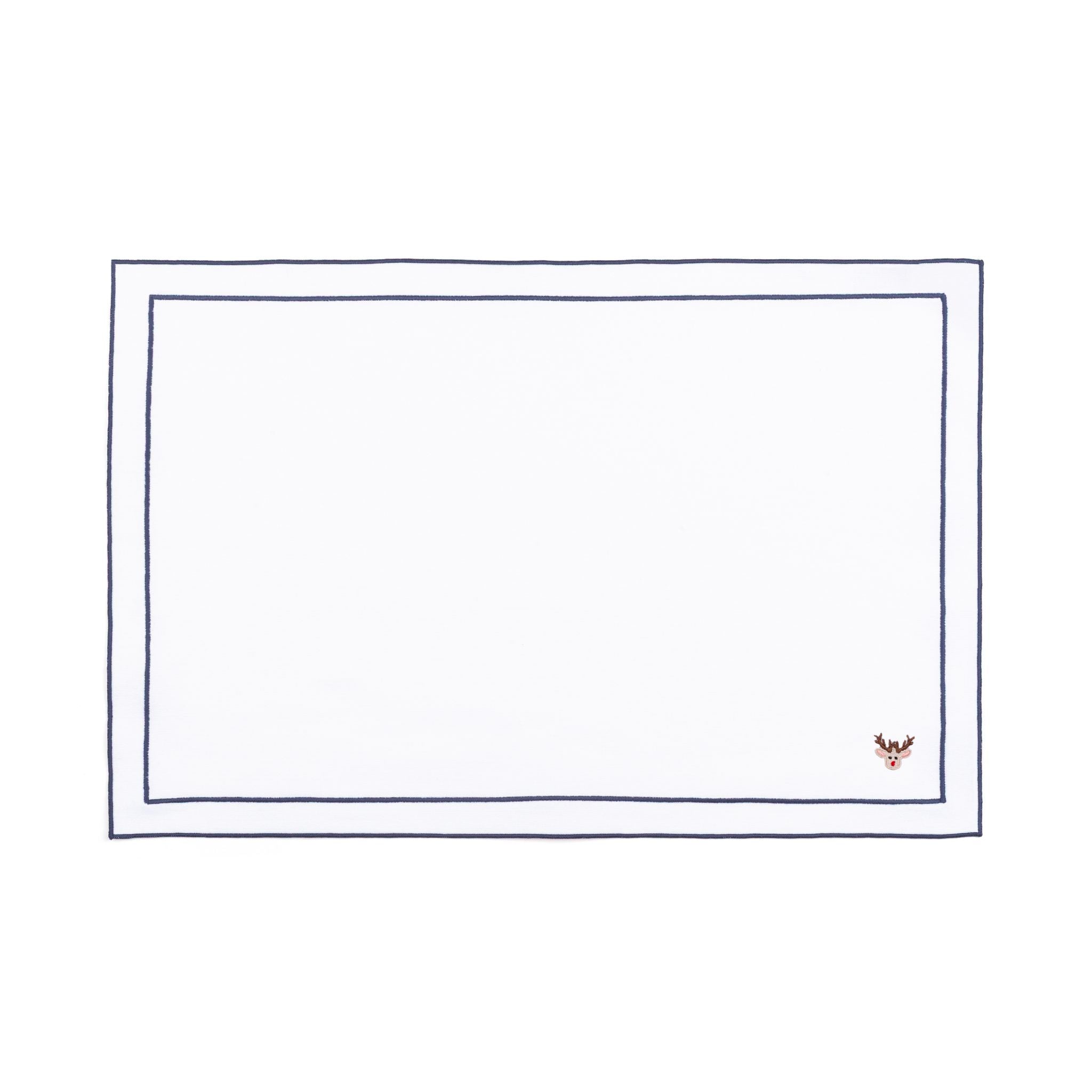Nazaré white cotton table linen with embroidered small Christmas motifs