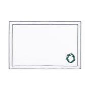 Nazaré white cotton table linen with embroidered Christmas tree and wreath