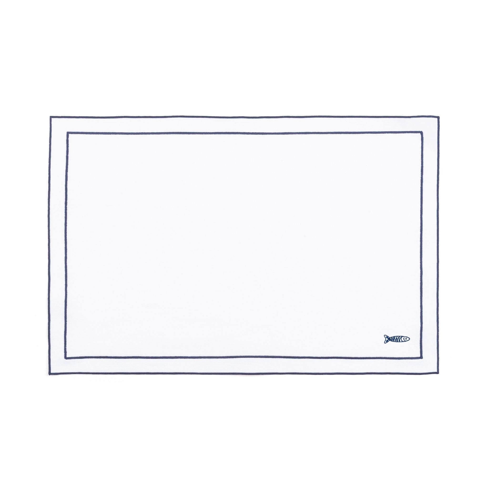 Nazaré white cotton table linen with embroidered Portugal-inspired motifs