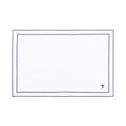 Nazaré white cotton table linen with embroidered retro sports motifs