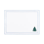 Nazaré white cotton table linen with embroidered Christmas tree and wreath