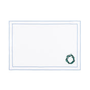 Nazaré white cotton table linen with embroidered Christmas tree and wreath
