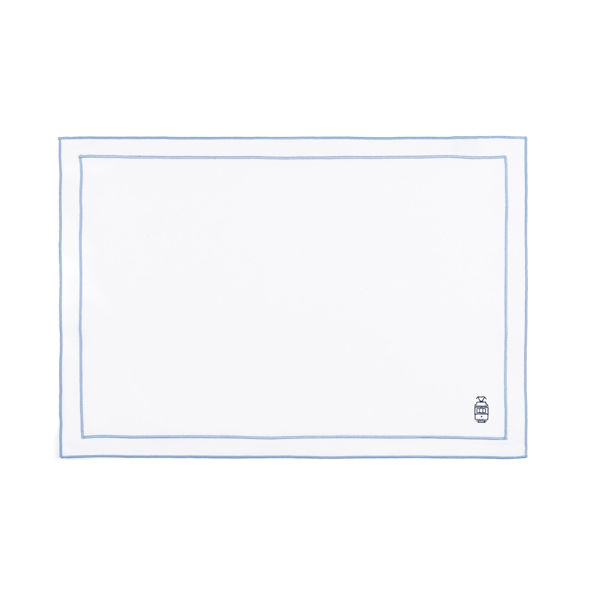 Nazaré white cotton table linen with embroidered Portugal-inspired motifs