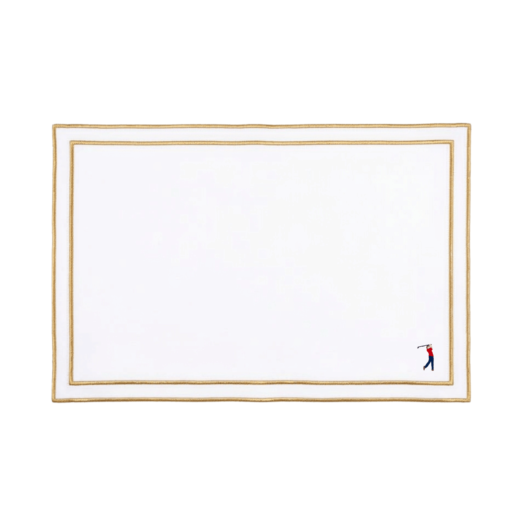 Nazaré white cotton table linen with embroidered retro sports motifs