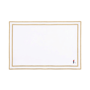 Nazaré white cotton table linen with embroidered retro sports motifs