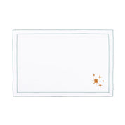 Nazaré white cotton table linen with embroidered small Christmas motifs