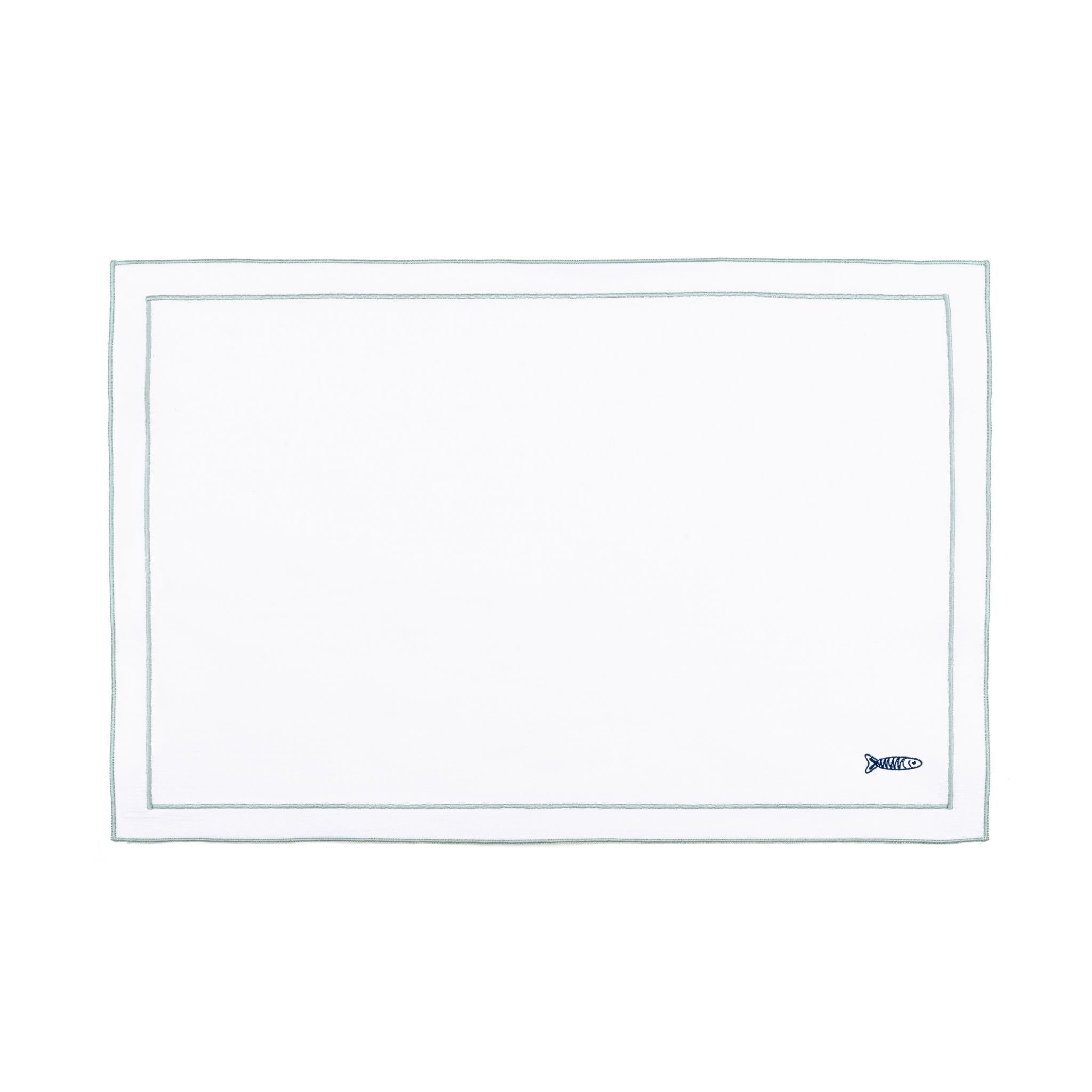 Nazaré white cotton table linen with embroidered Portugal-inspired motifs