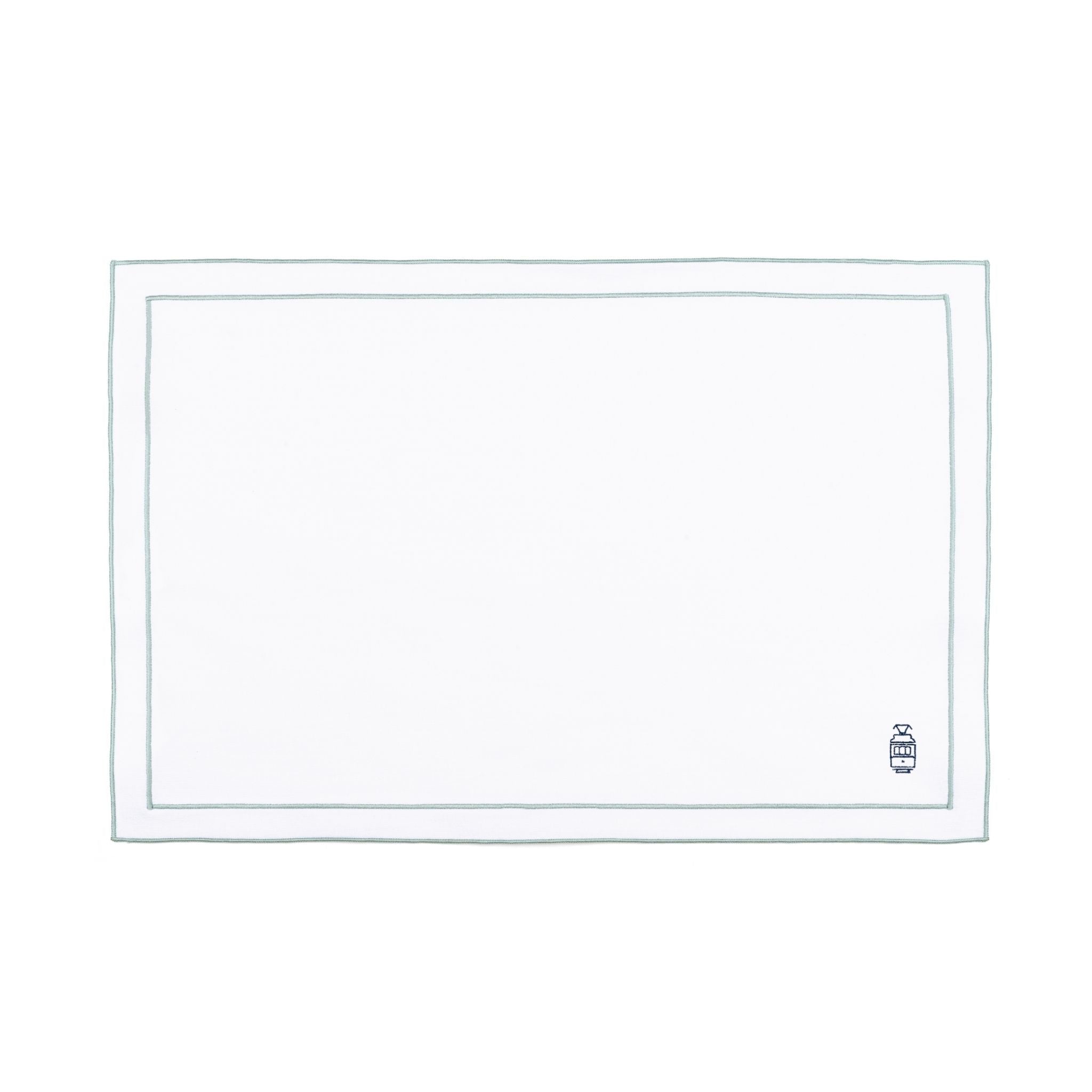 Nazaré white cotton table linen with embroidered Portugal-inspired motifs