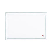 Nazaré white cotton table linen with embroidered retro sports motifs