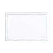 Nazaré white cotton table linen with embroidered retro sports motifs