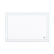 Nazaré white cotton table linen with embroidered retro sports motifs