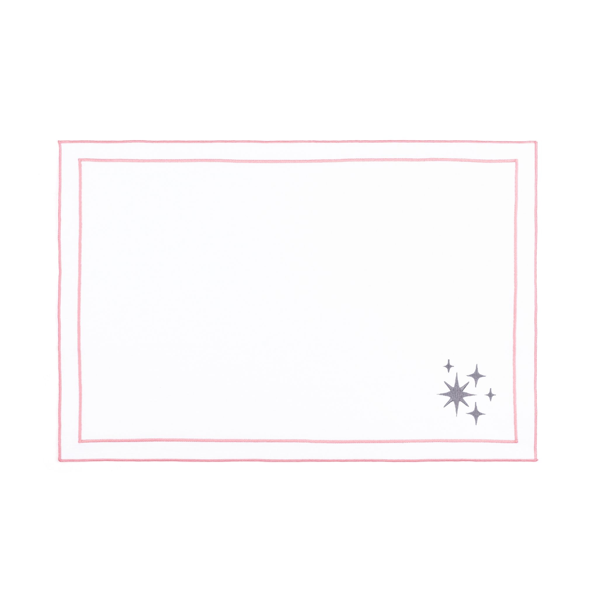 Nazaré white cotton table linen with embroidered small Christmas motifs