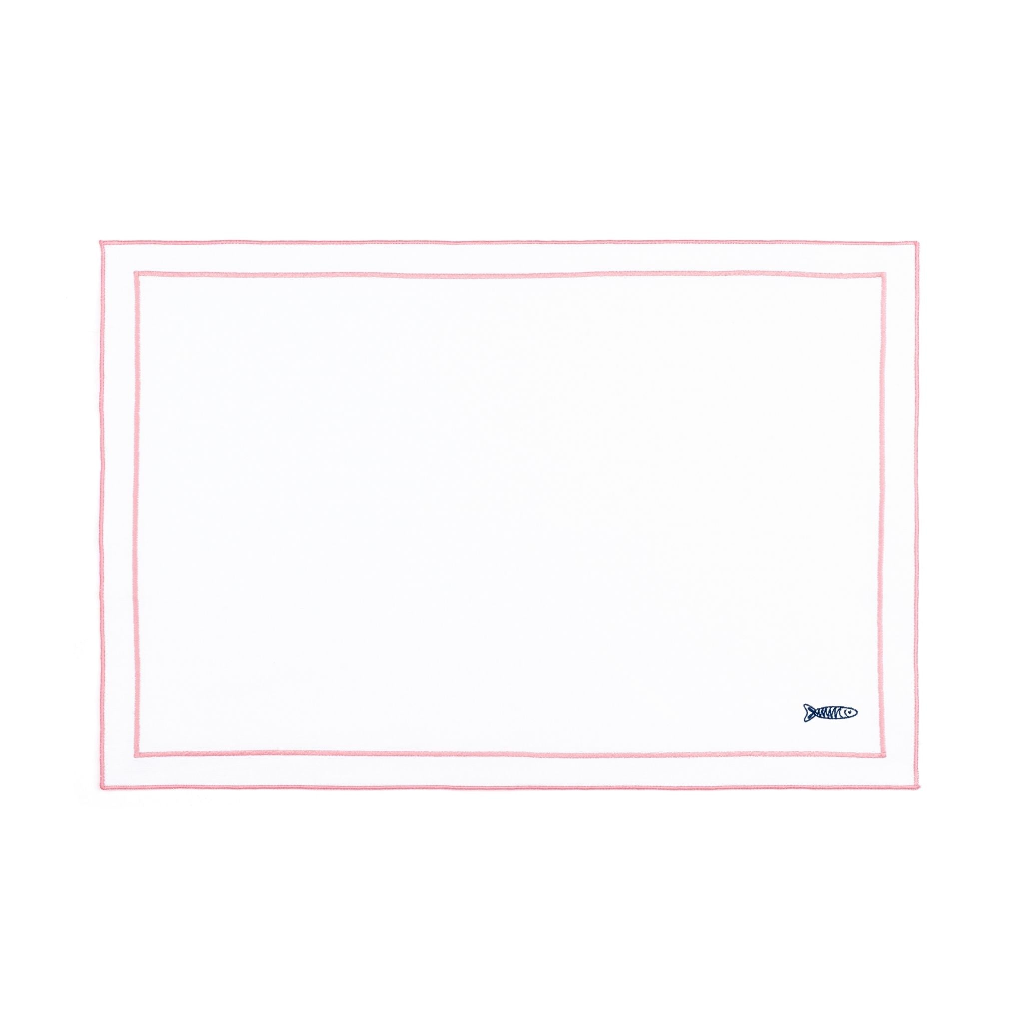 Nazaré white cotton table linen with embroidered Portugal-inspired motifs