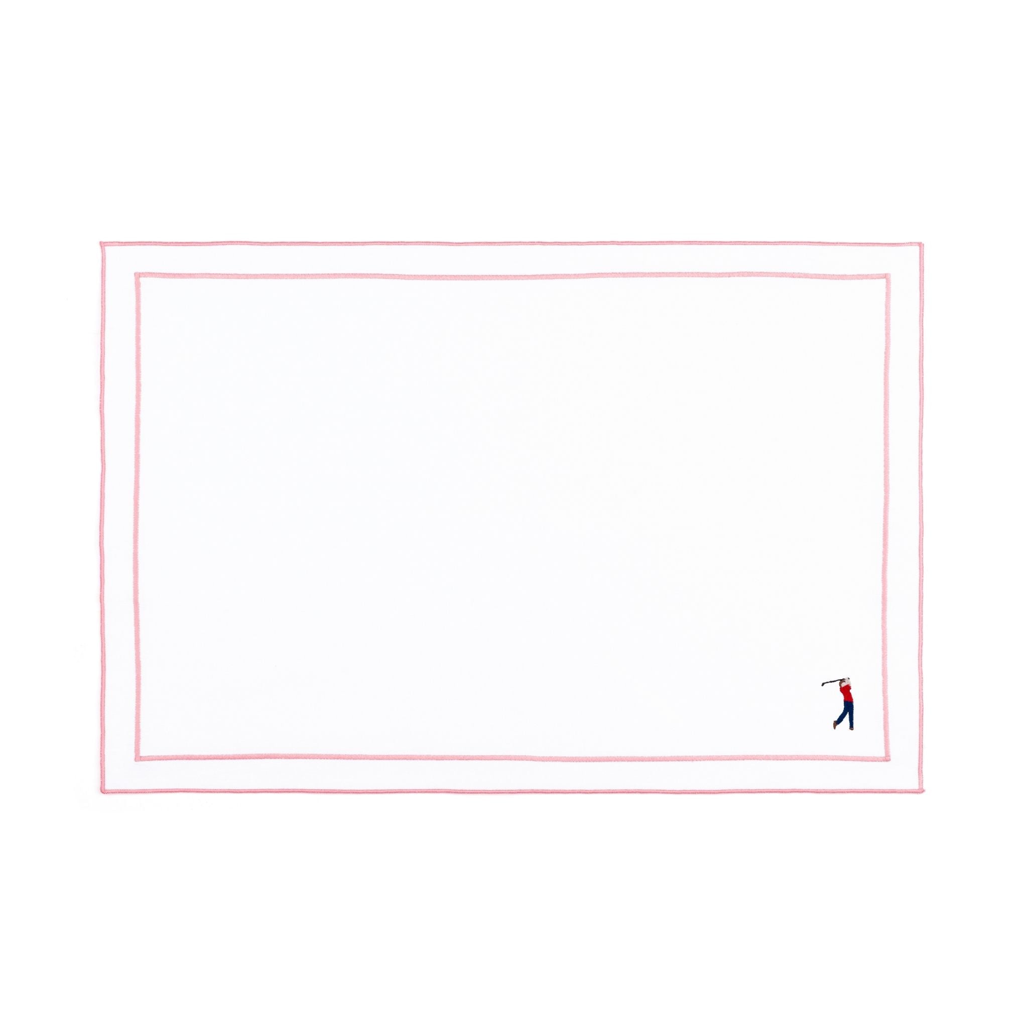 Nazaré white cotton table linen with embroidered retro sports motifs