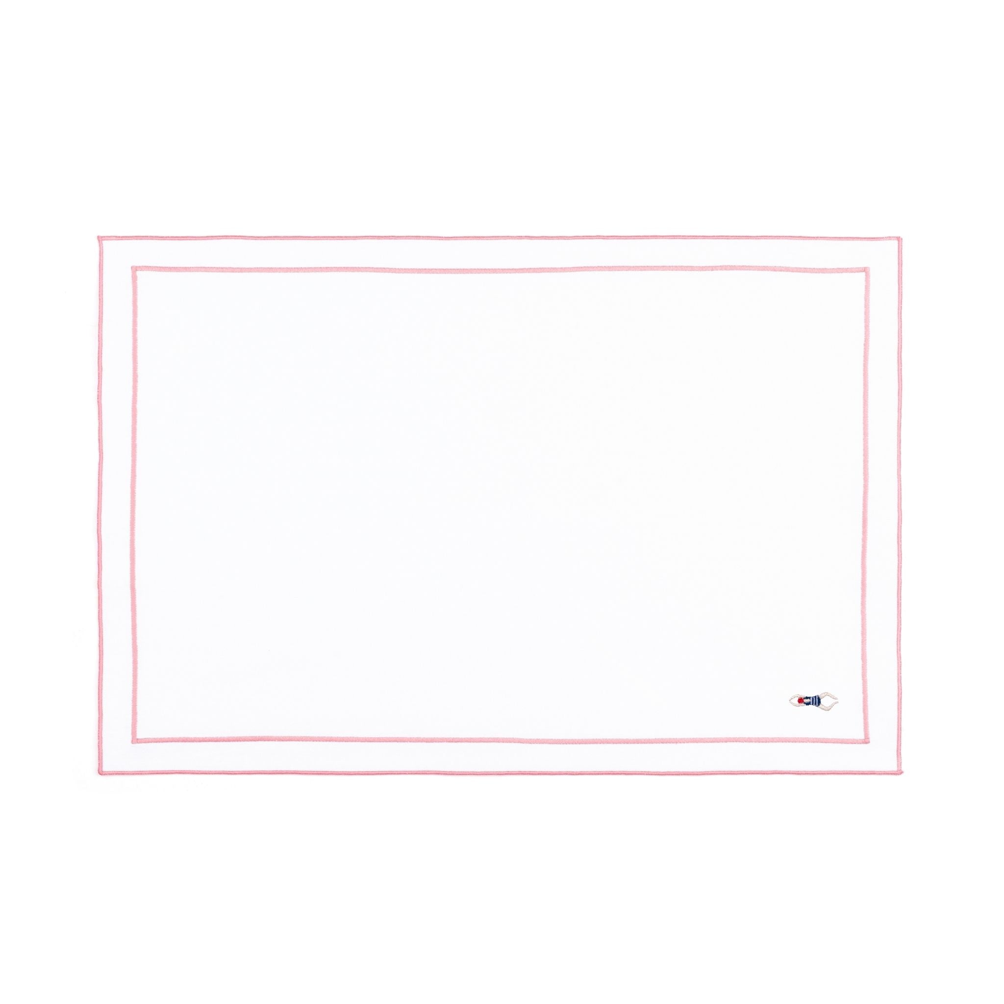 Nazaré white cotton table linen with embroidered retro sports motifs
