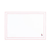 Nazaré white cotton table linen with embroidered retro sports motifs