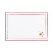 Nazaré white cotton table linen with embroidered small Christmas motifs