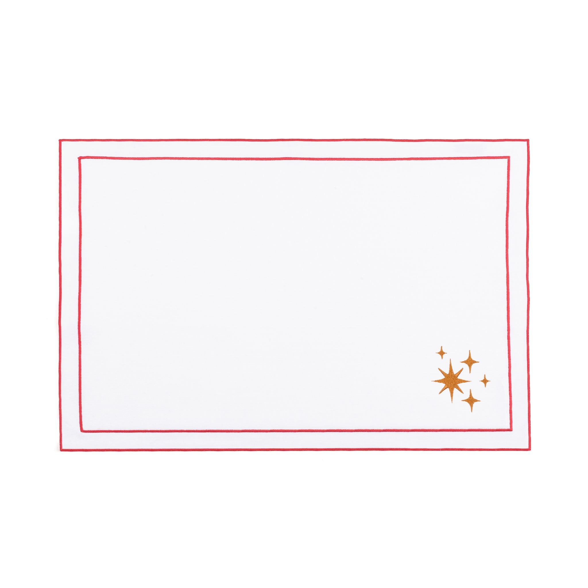 Nazaré white cotton table linen with embroidered small Christmas motifs