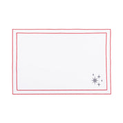 Nazaré white cotton table linen with embroidered small Christmas motifs