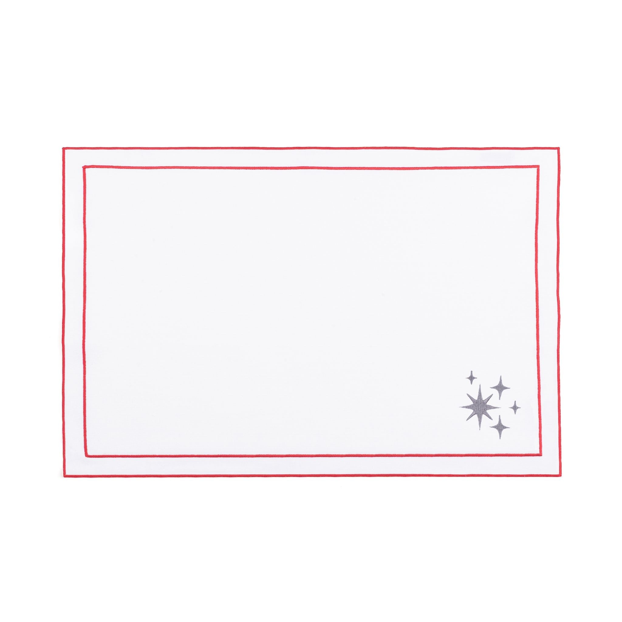 Nazaré white cotton table linen with embroidered small Christmas motifs