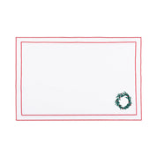 Nazaré white cotton table linen with embroidered Christmas tree and wreath