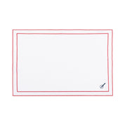 Nazaré white cotton table linen with embroidered Portugal-inspired motifs