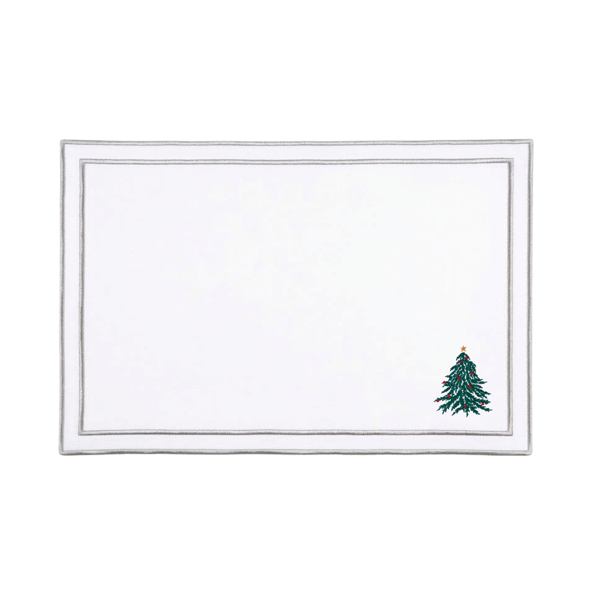 Nazaré white cotton table linen with embroidered Christmas tree and wreath