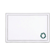 Nazaré white cotton table linen with embroidered Christmas tree and wreath