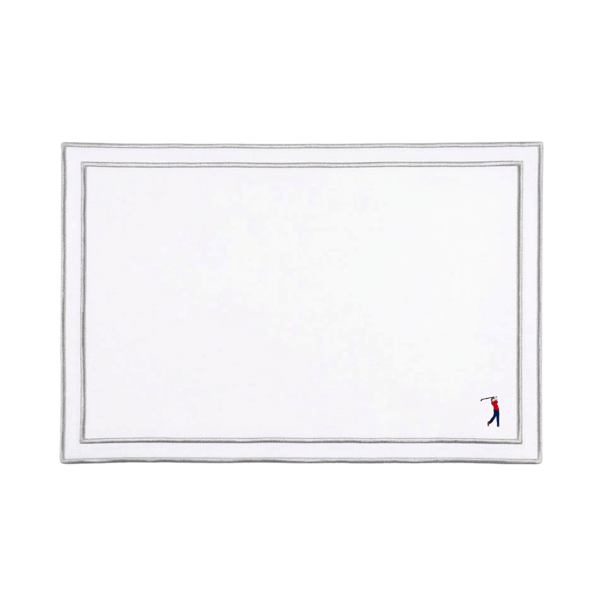Nazaré white cotton table linen with embroidered retro sports motifs
