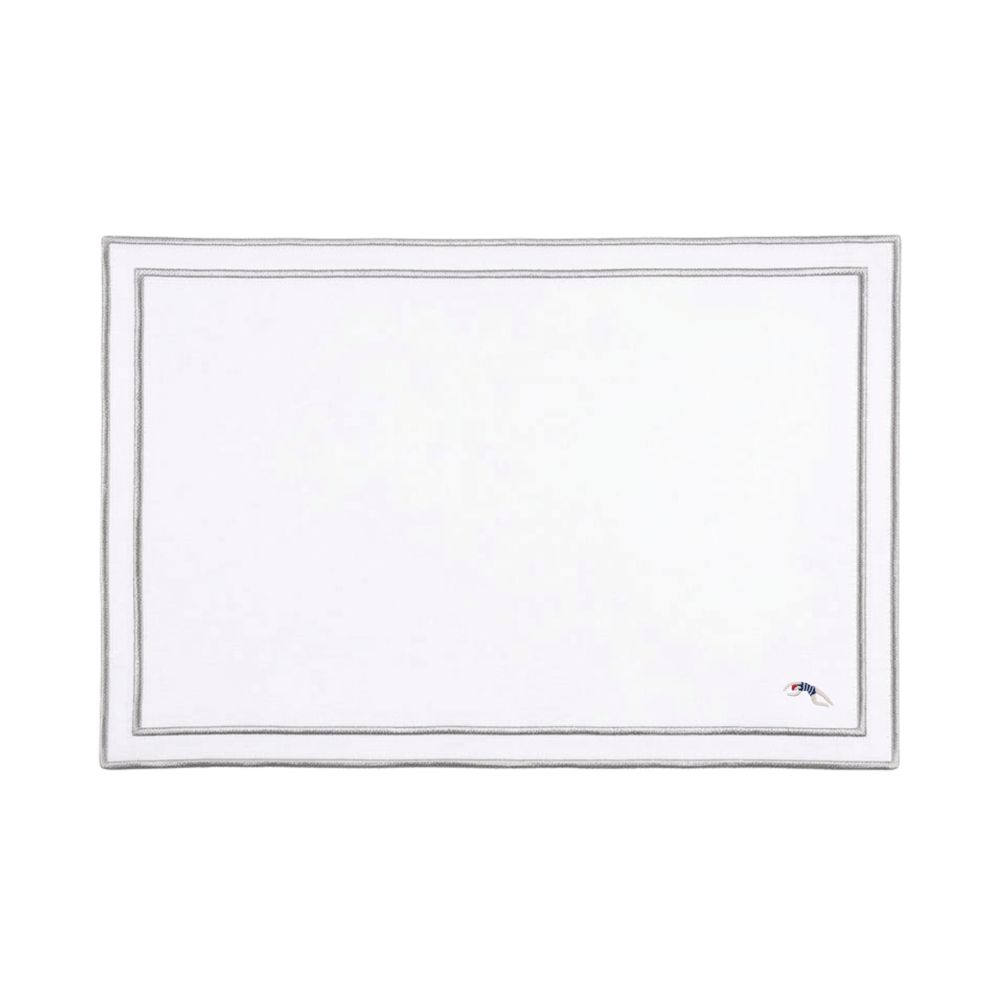 Nazaré white cotton table linen with embroidered retro sports motifs