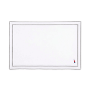 Nazaré white cotton table linen with embroidered retro sports motifs